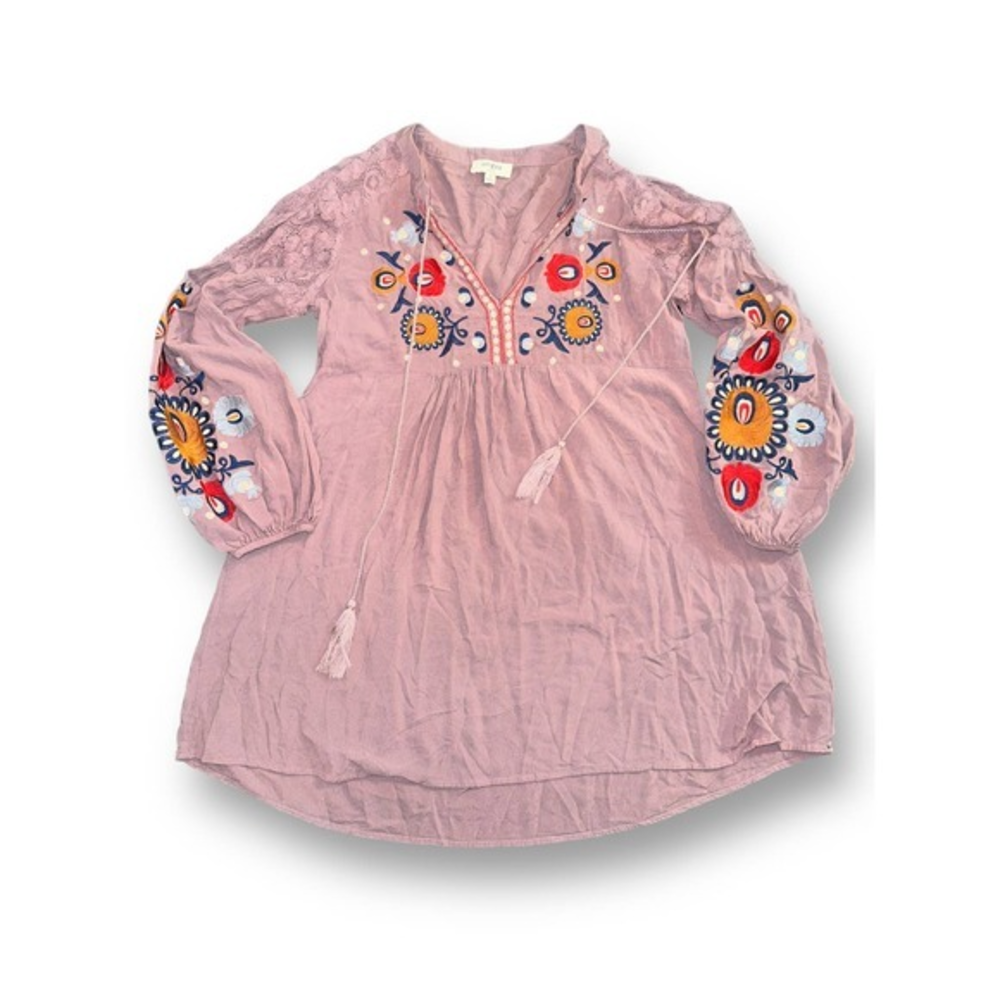 Umgee Boho Embroidered Shirt 70s Style Size: Small